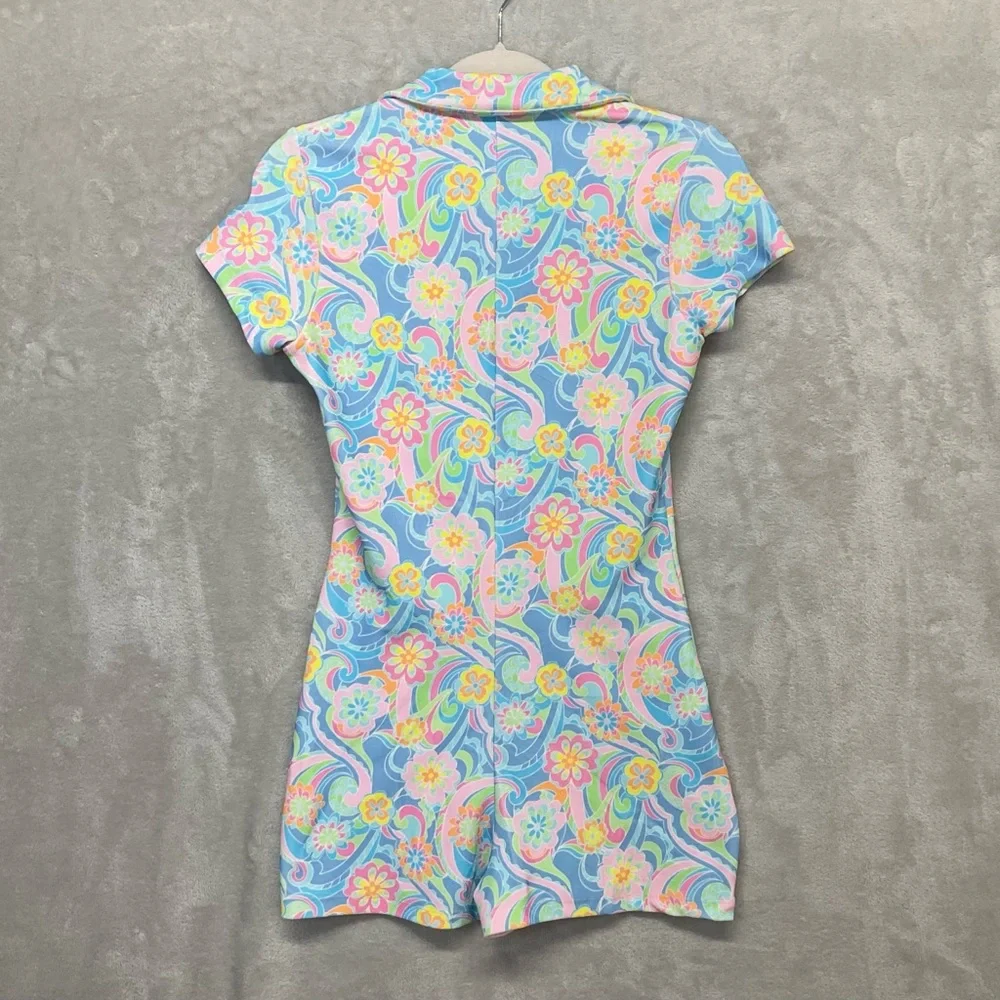 Frankie’s Bikinis Rose Terry Romper in Sunshower Womens Large